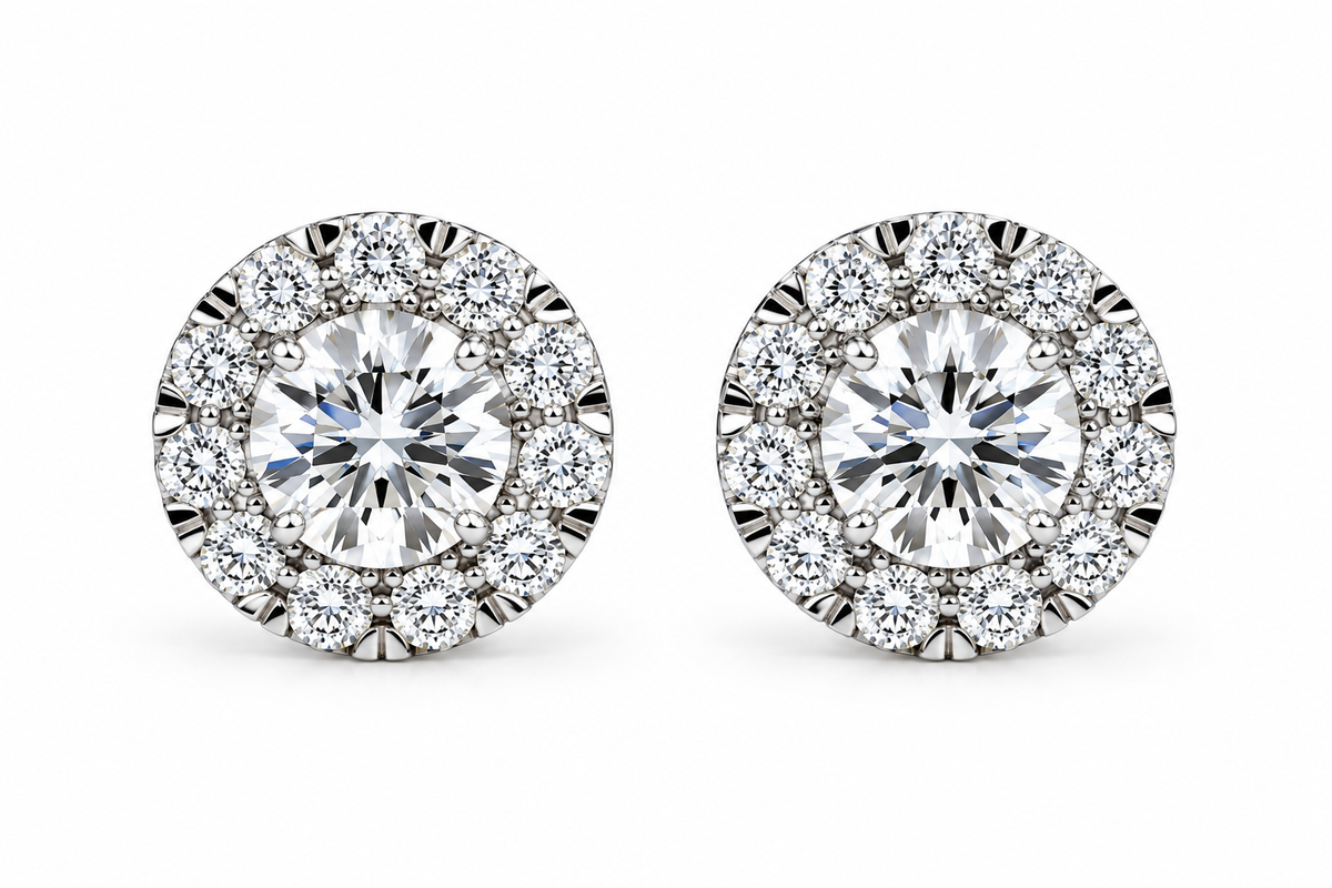 14K White Gold Round Earrings 1.50 ct Lab Grown Diamond