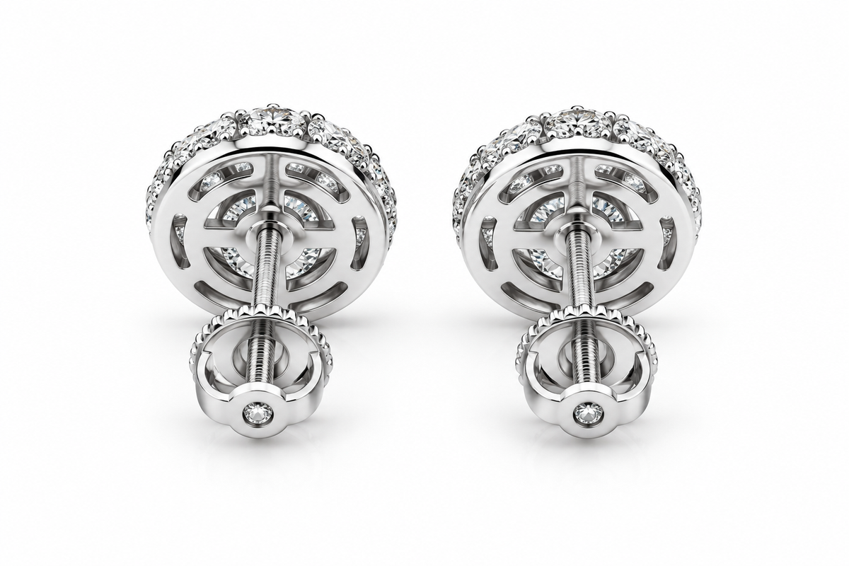 14K White Gold Round Earrings 1.50 ct Lab Grown Diamond