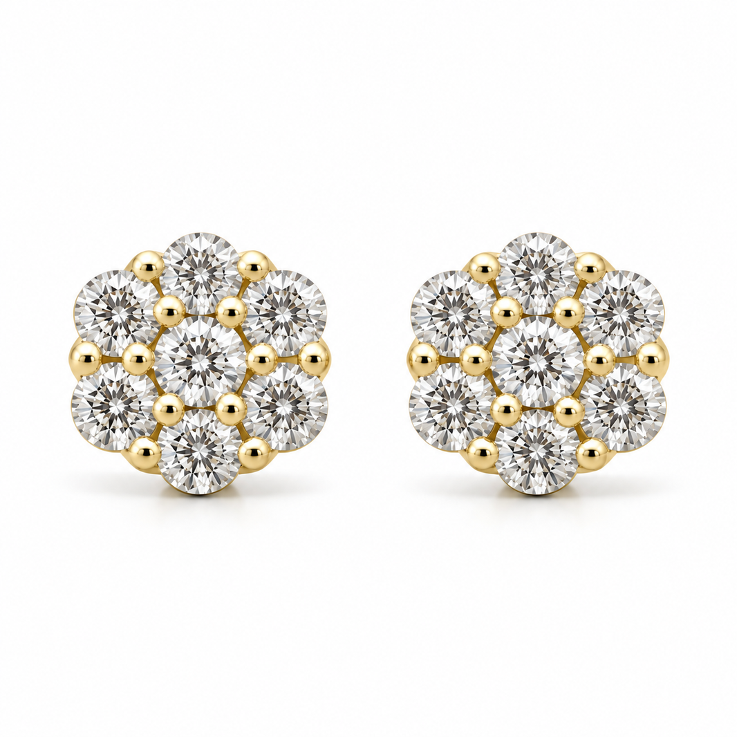 10K Yellow Gold Square Earrings 1.00 ct Lab Grown Diamond