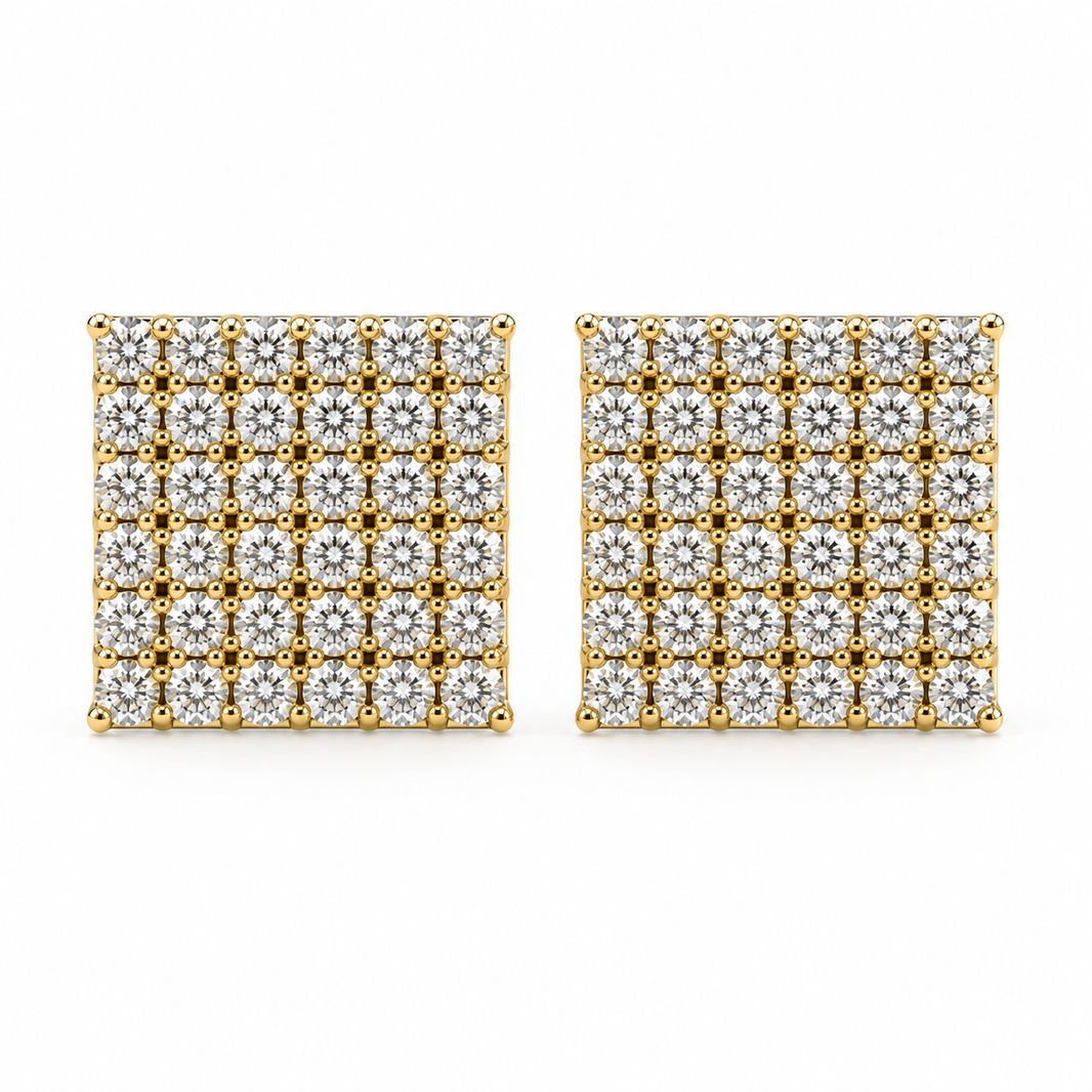 10K Yellow Gold Square Earrings 0.40 ct Lab Grown Diamond