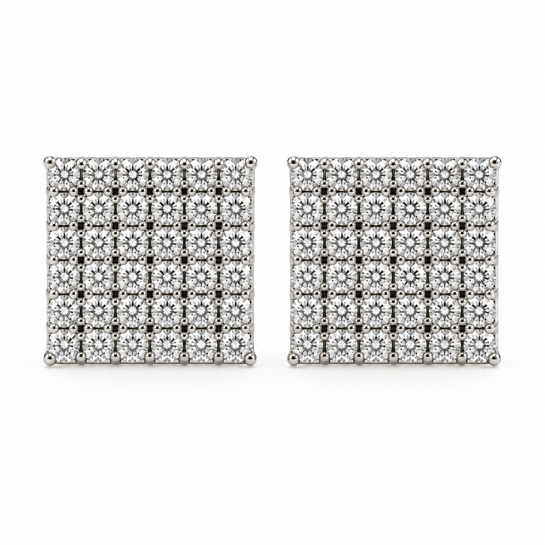 10K White Gold Square Earrings 0.42 ct Lab Grown Diamond