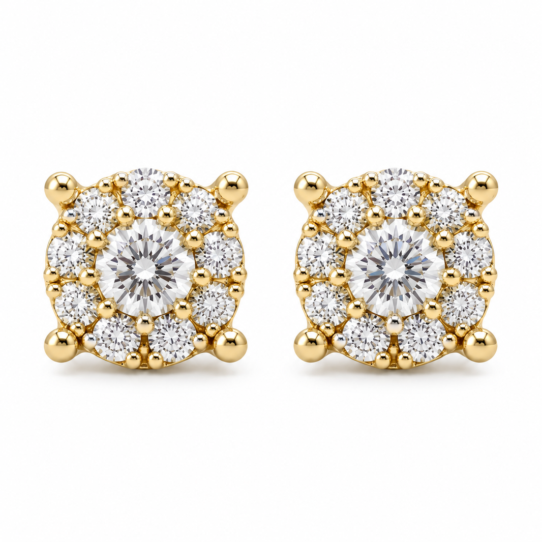 10K Yellow Gold Round Earrings 0.25 ct Lab Grown Diamond