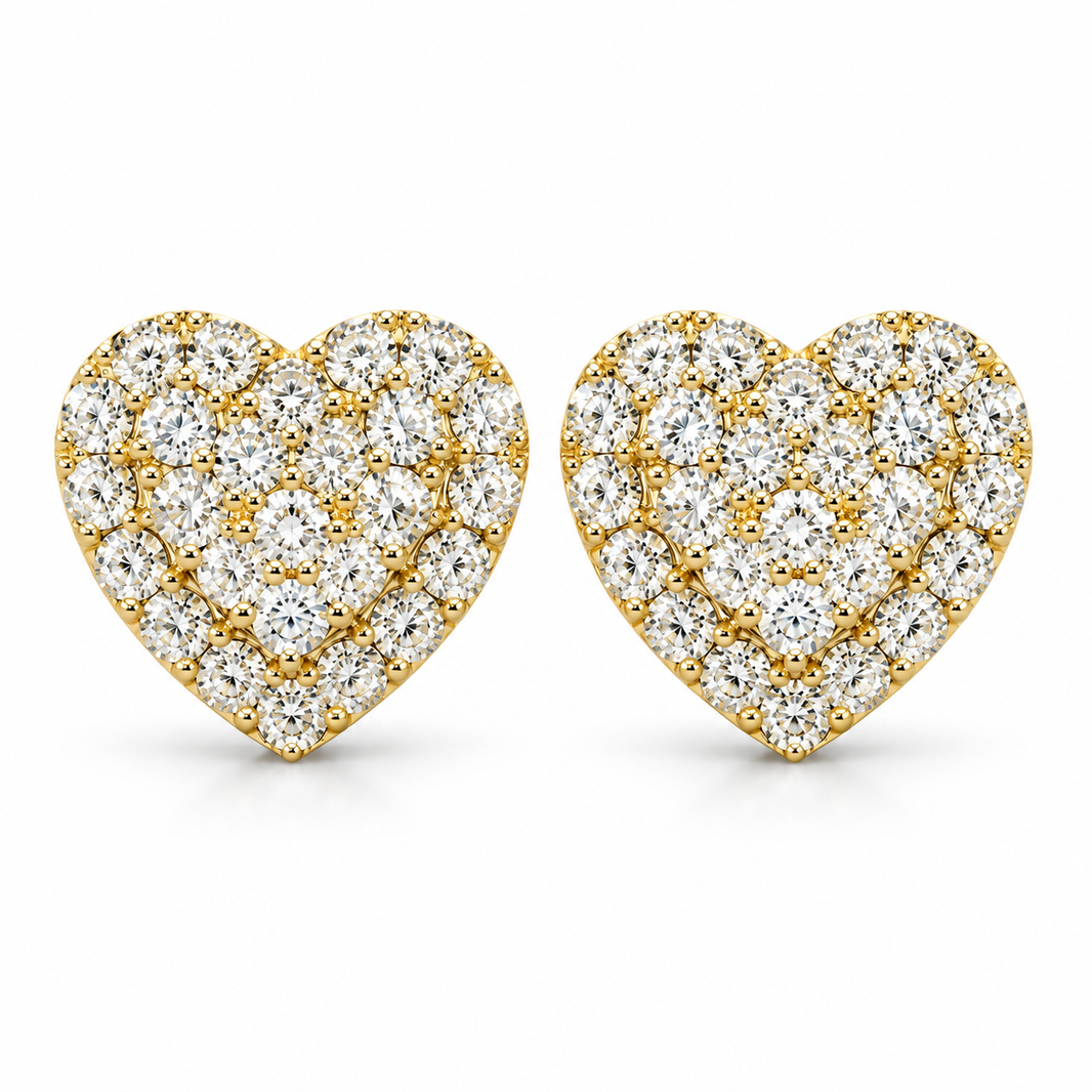 10K Yellow Gold Heart Earrings 0.35 ct Lab Grown Diamond