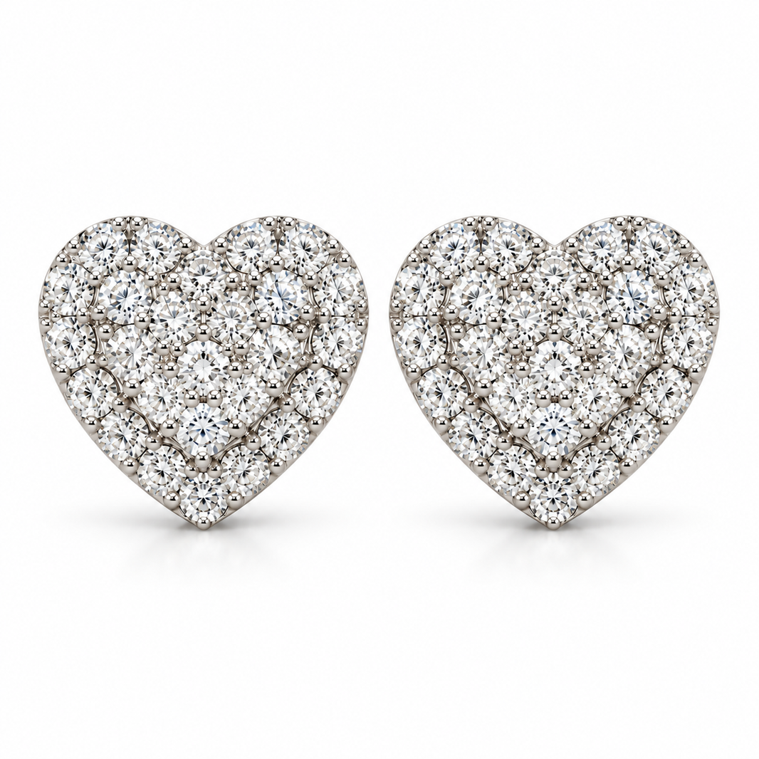 10K White Gold Heart Earrings 0.33 ct Lab Grown Diamond