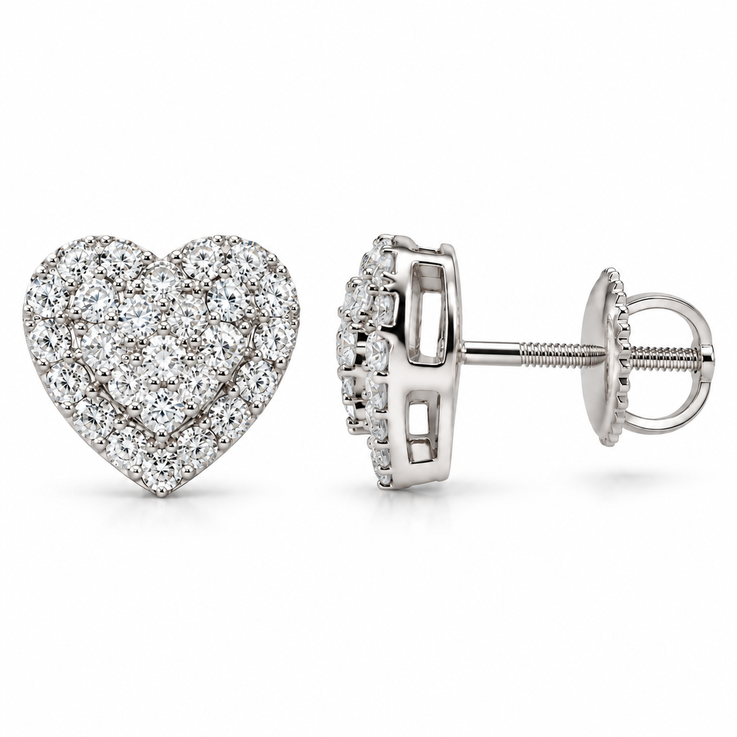 10K White Gold Heart Earrings 0.33 ct Lab Grown Diamond