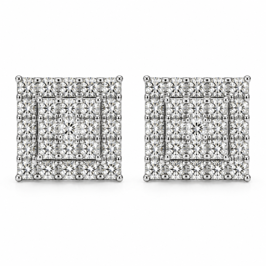 10K White Gold Square Earrings 0.33 ct Lab Grown Diamond