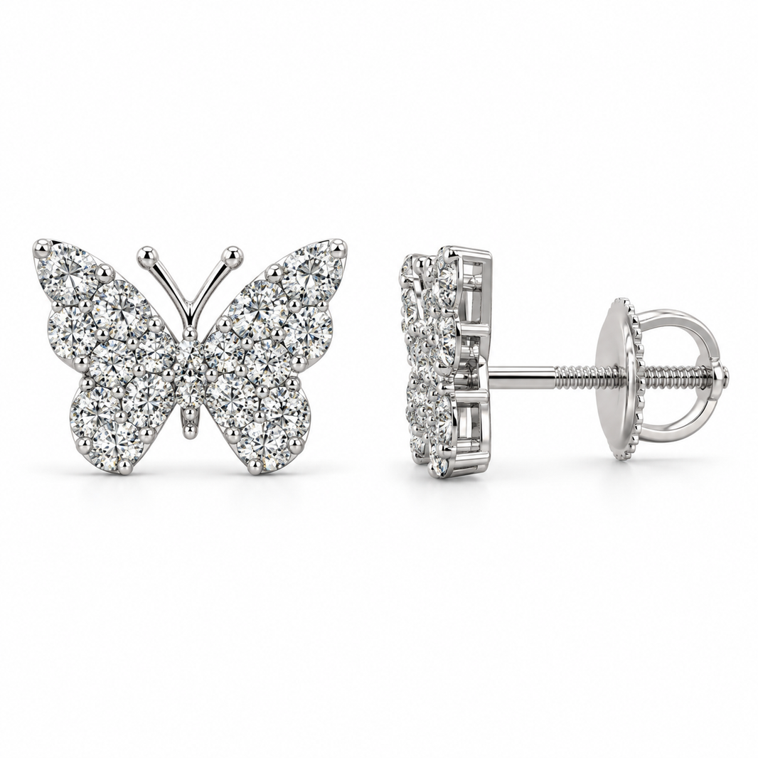 10K White Gold Butterfly Earrings 0.25 ct Lab Grown Diamond