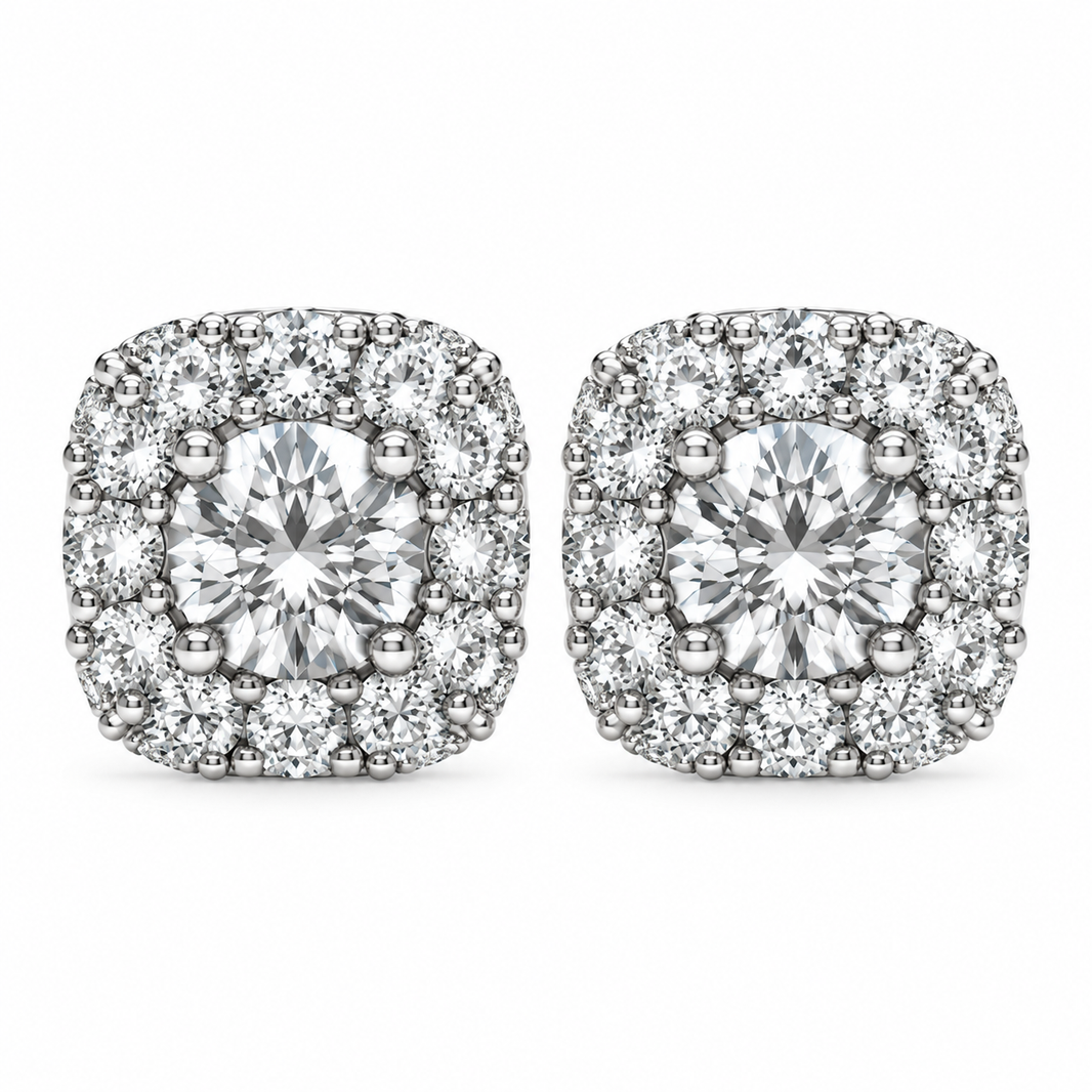 10K White Gold Cushion Earrings 0.40 ct Lab Grown Diamond