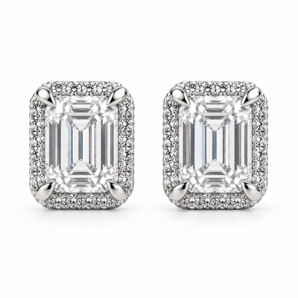 14K White Gold Earrings Emerald Cut 1.50 ct Lab Grown Diamond