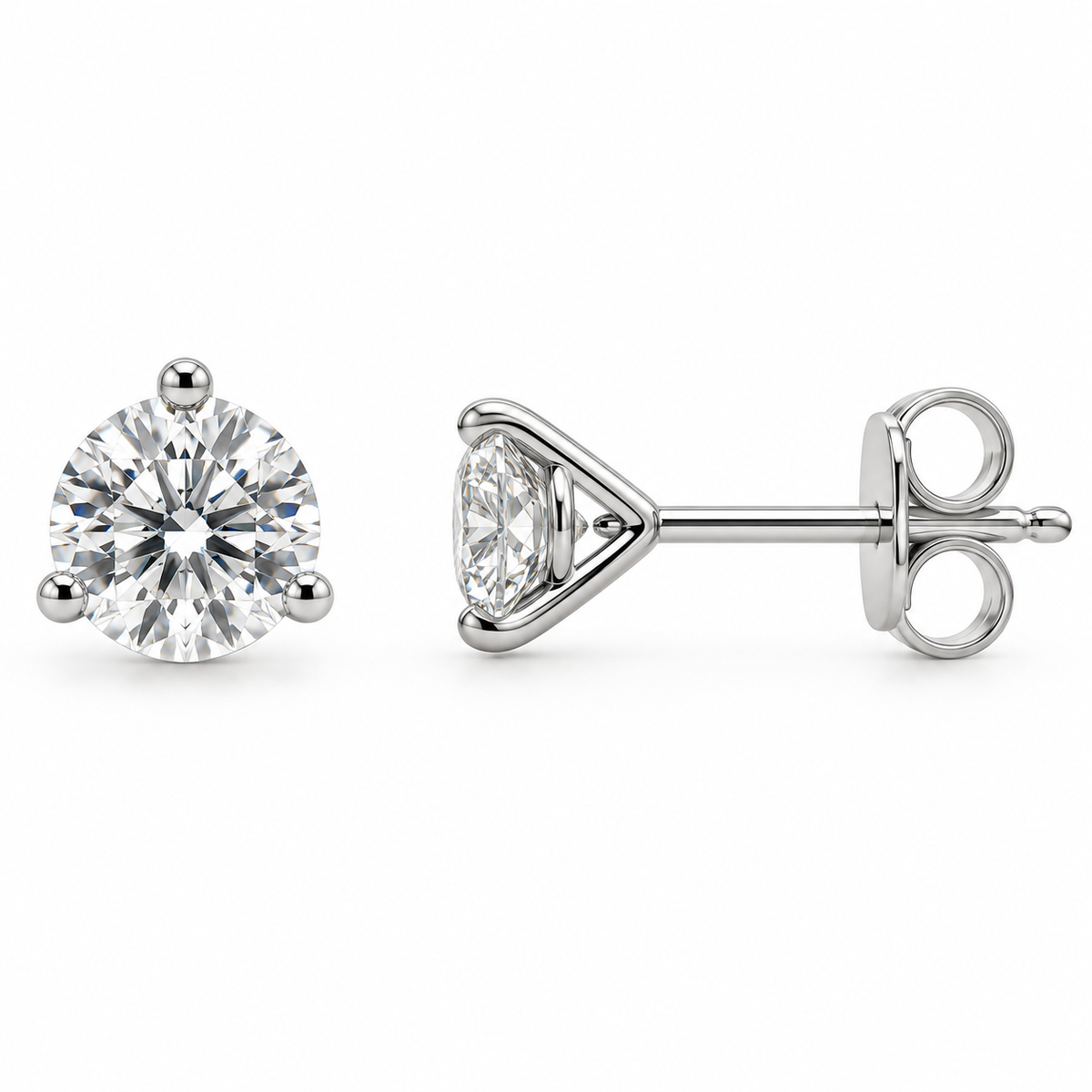 14K White Gold Solitaire Round Earrings 0.25 ct Lab Grown Diamond