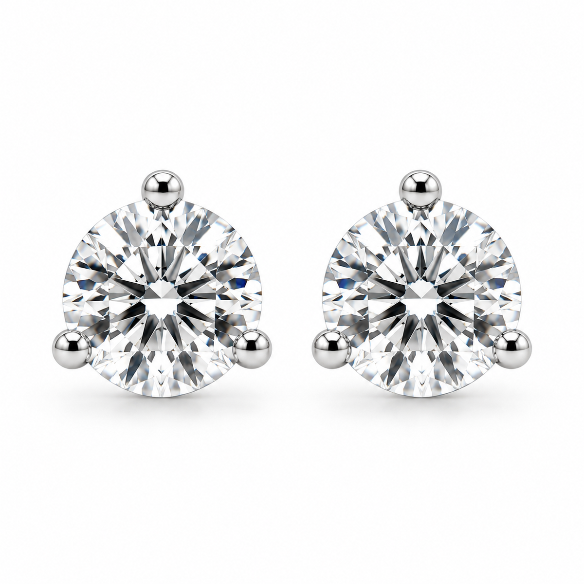 14K White Gold Solitaire Round Earrings 0.25 ct Lab Grown Diamond