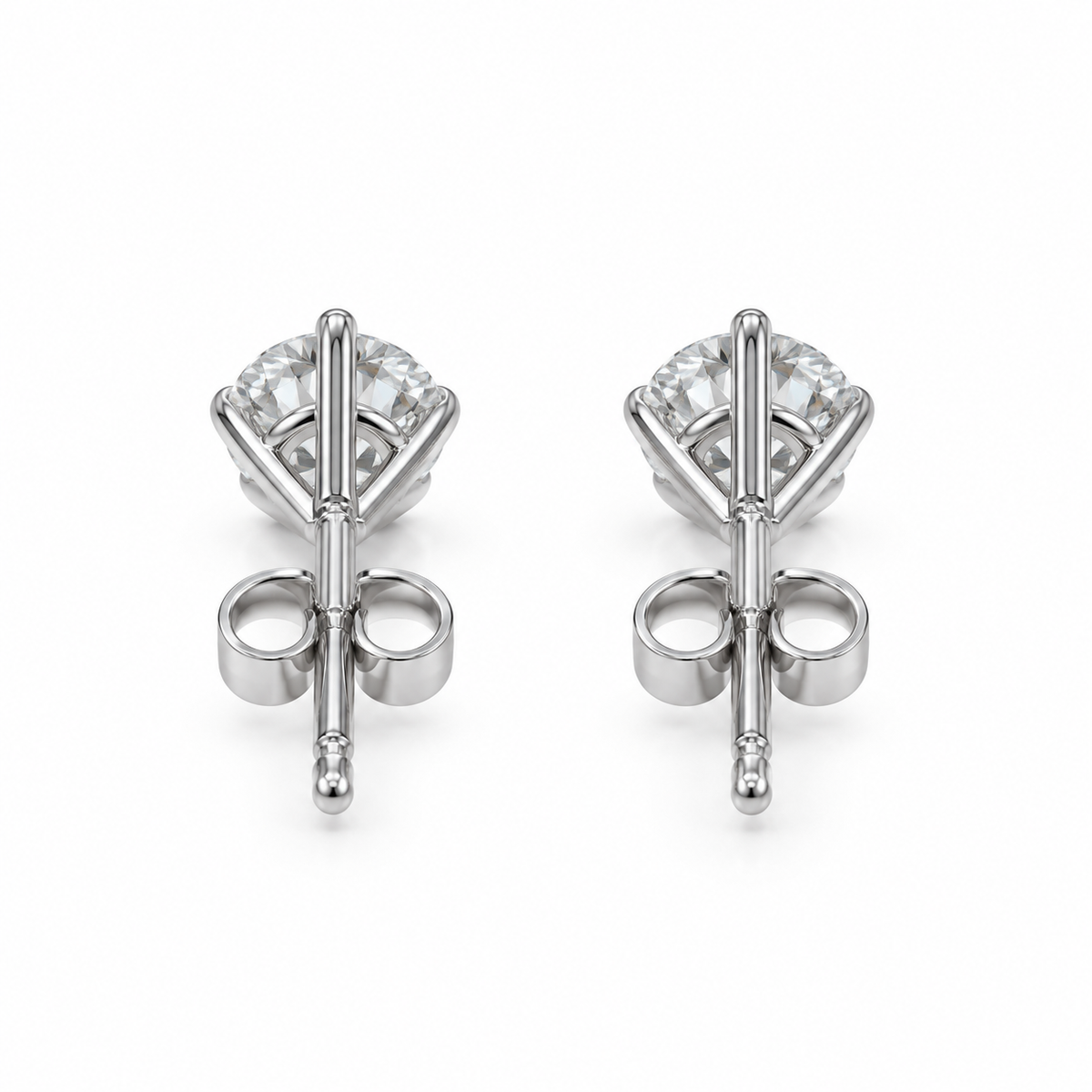 14K White Gold Solitaire Round Earrings 0.25 ct Lab Grown Diamond