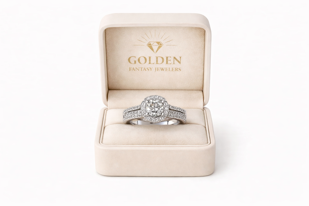 14K White Gold Women's Ring 2.52 ct Round, Princess Natural Diamond