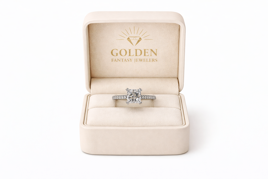 14K White Gold Women's Ring Princess 1.00 ct Natural Diamond