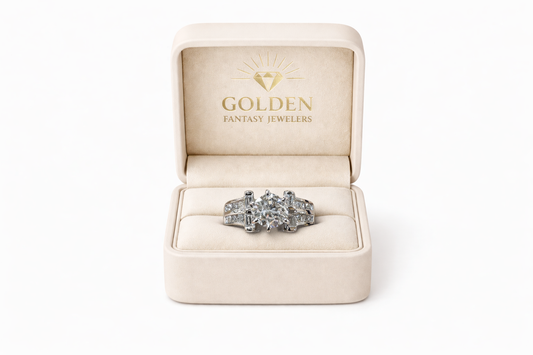 14K White Gold Women's Ring 1.69 ct Round, Princess Natural Diamond