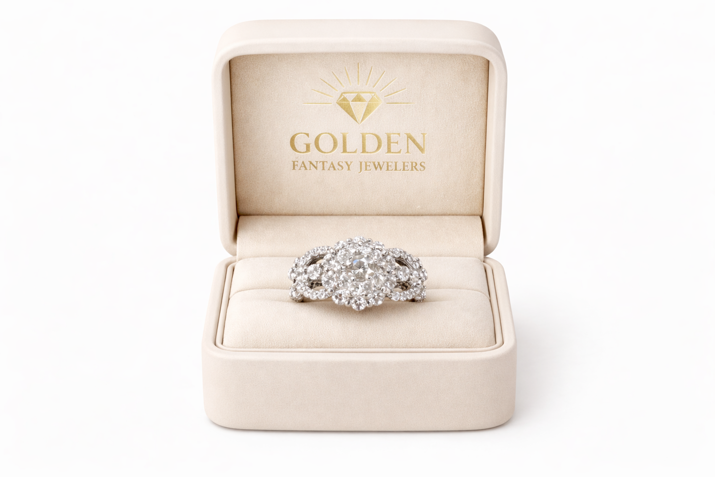 14K White Gold Women's Ring 1.87 ct Natural Diamond