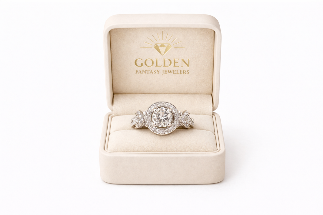 14K White Gold Women's Ring 1.10 ct Round Cut Natural Diamond