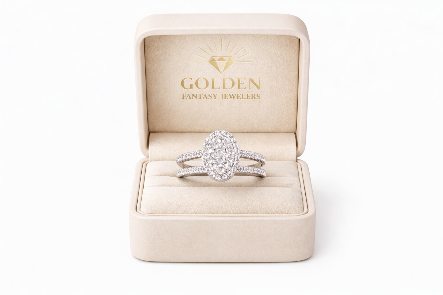 14K White Gold Women's Wedding Set Oval 0.95 ct Natural Diamond