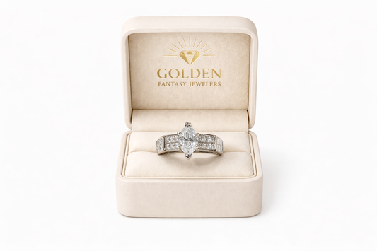 14K White Gold Women's Ring 1.65 ct Marquise, Princess Natural Diamond