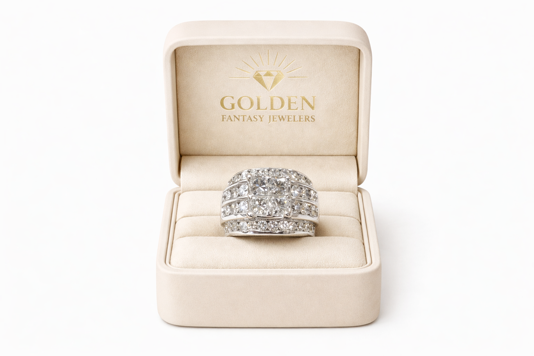 14K White Gold Women's Ring 3.75 ct Natural Diamond