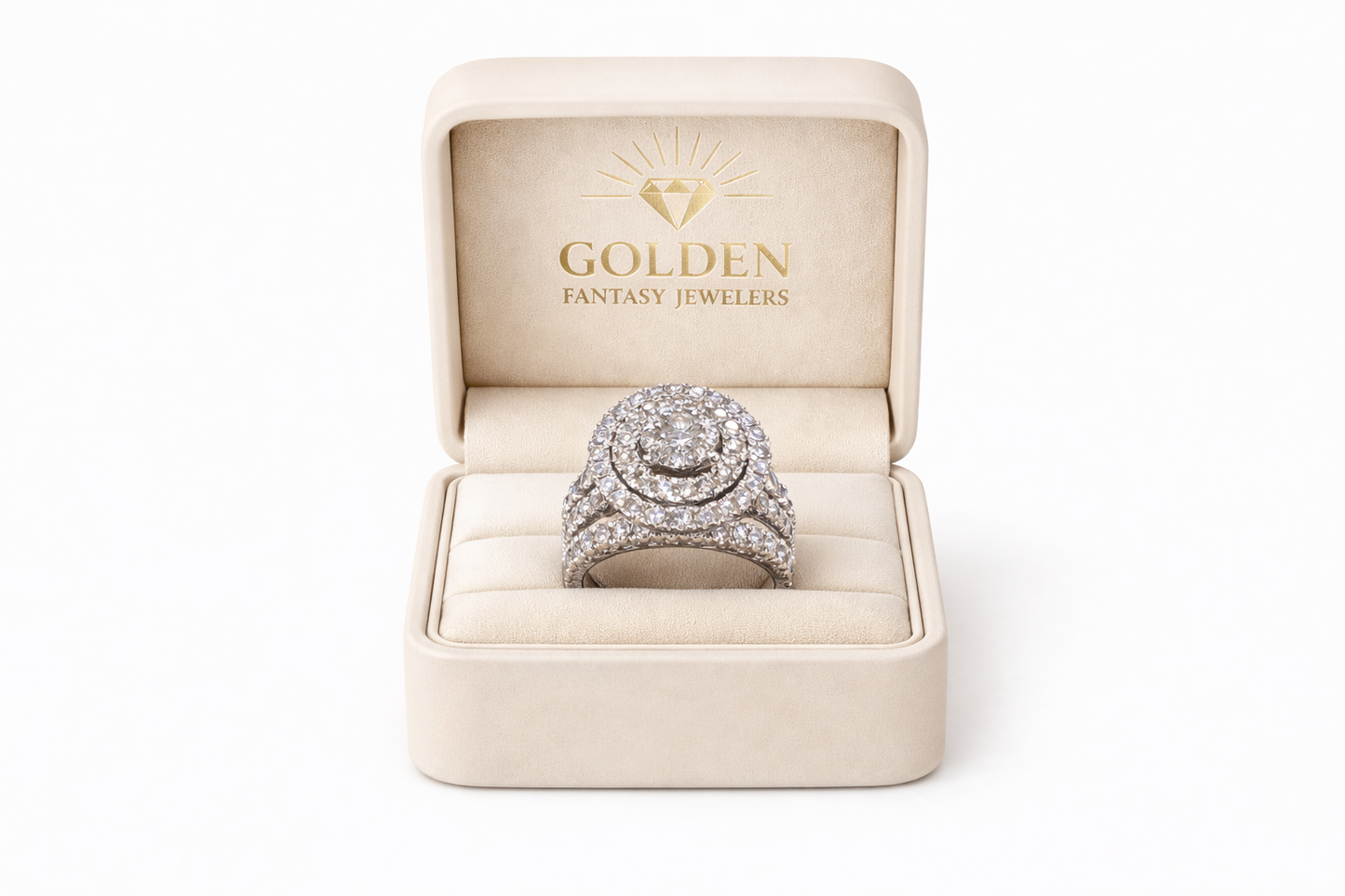 14K White Gold Ring 3.51 ct Natural Diamond