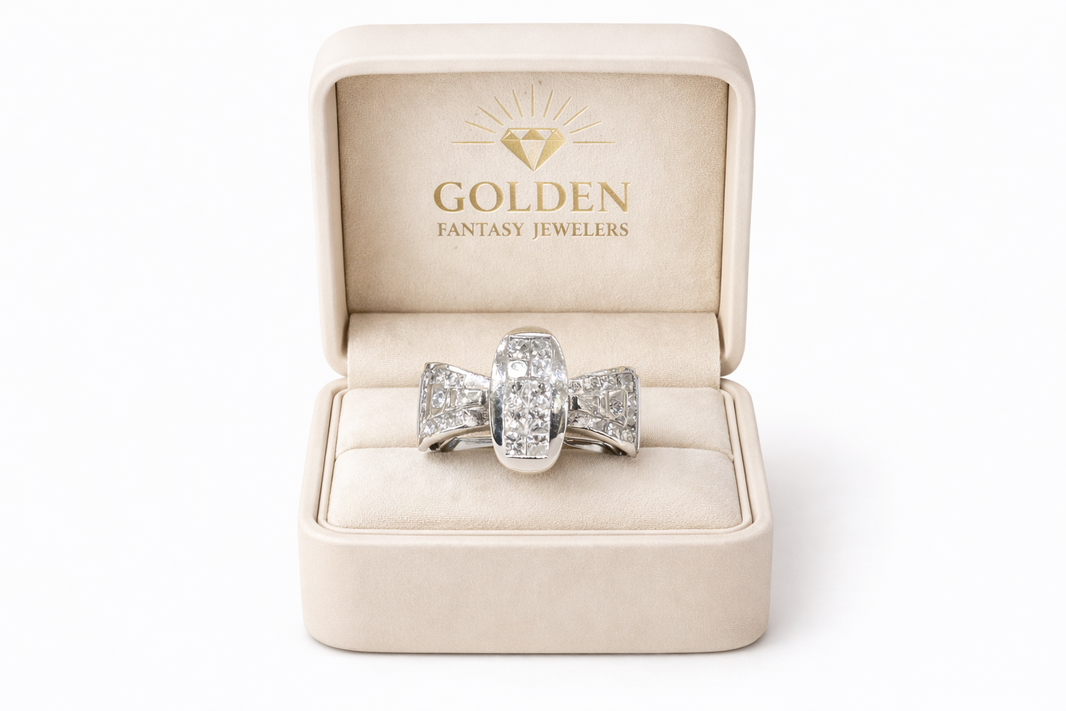 14K White Gold Women's Ring 0.65 ct Princess Natural Diamond