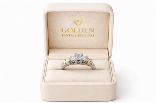 14K White Gold Women's Ring Princess, Cushion 1.00 ct Natural Diamond