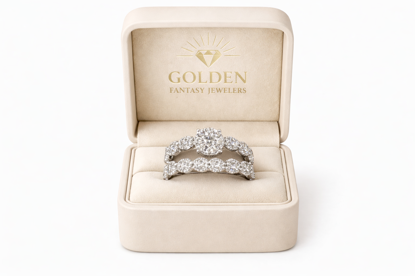 14K White Gold Women's Wedding Set 1.10 CT Natural Diamond