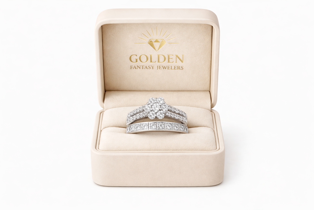 14K White Gold Women's Wedding Set 0.65 ct Natural Diamond