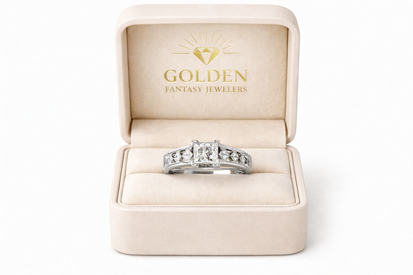 14K White Gold Ring 1.00 ct Princess Cut Natural Diamond