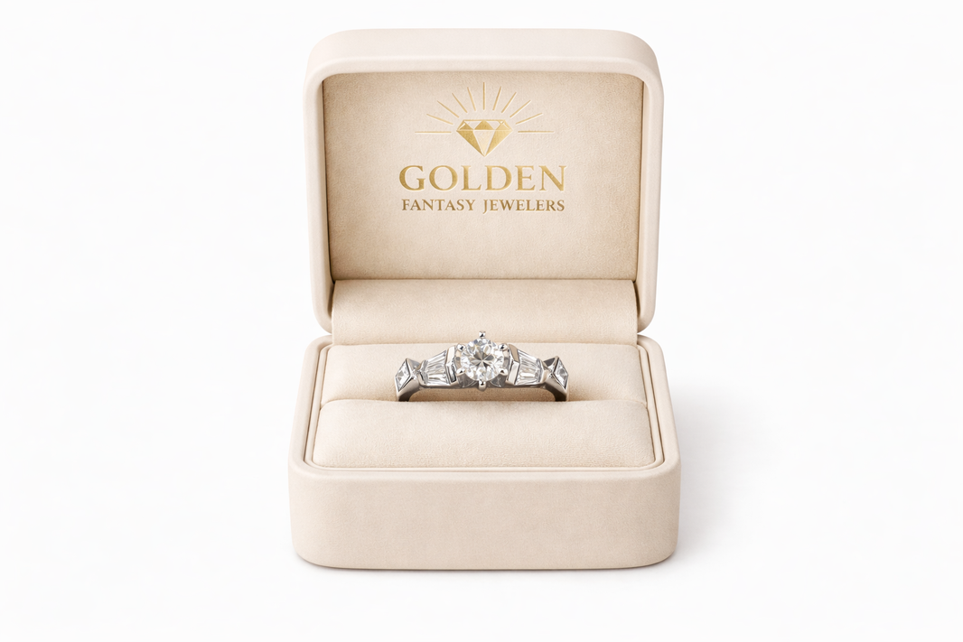 14K White Gold Women's Ring 0.78 ct Round, PB Natural Diamond