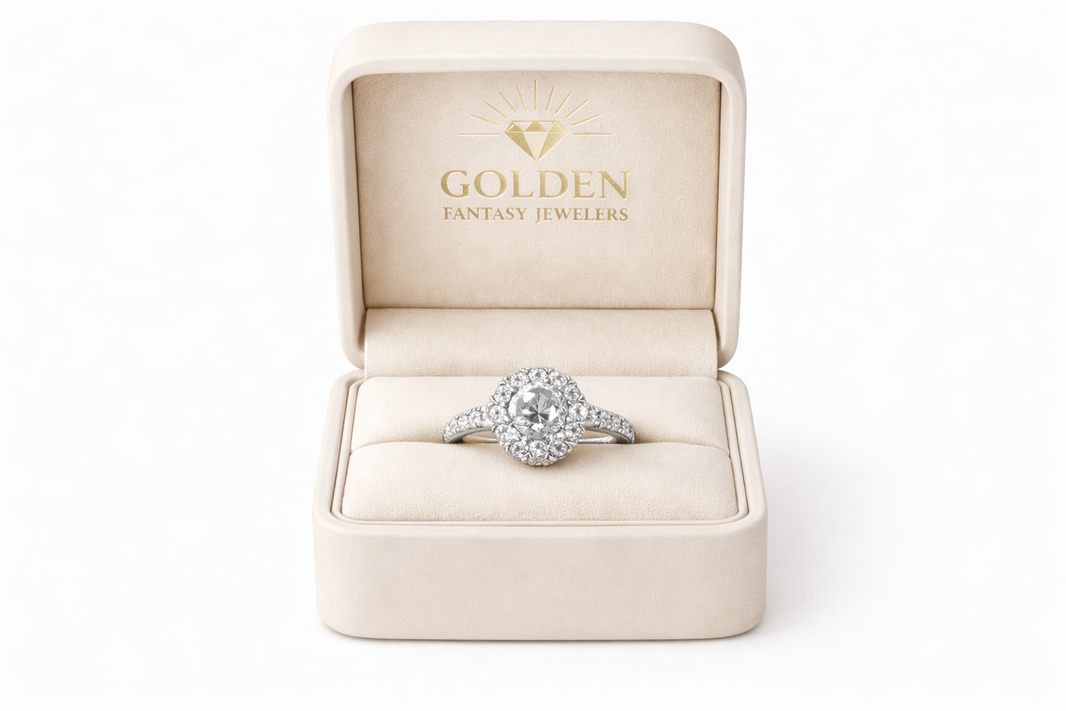 10K White Gold Women's Ring Round 1.00 ct Natural Diamond