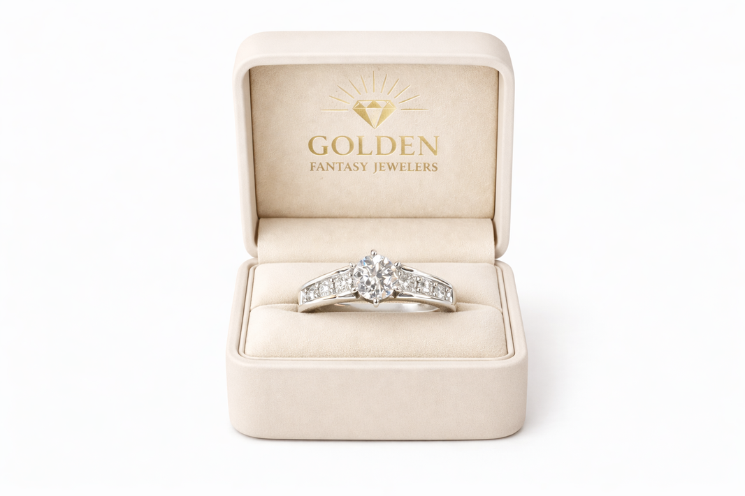 14K White Gold Women's Ring 1.07 ct Round, Princess Natural Diamond