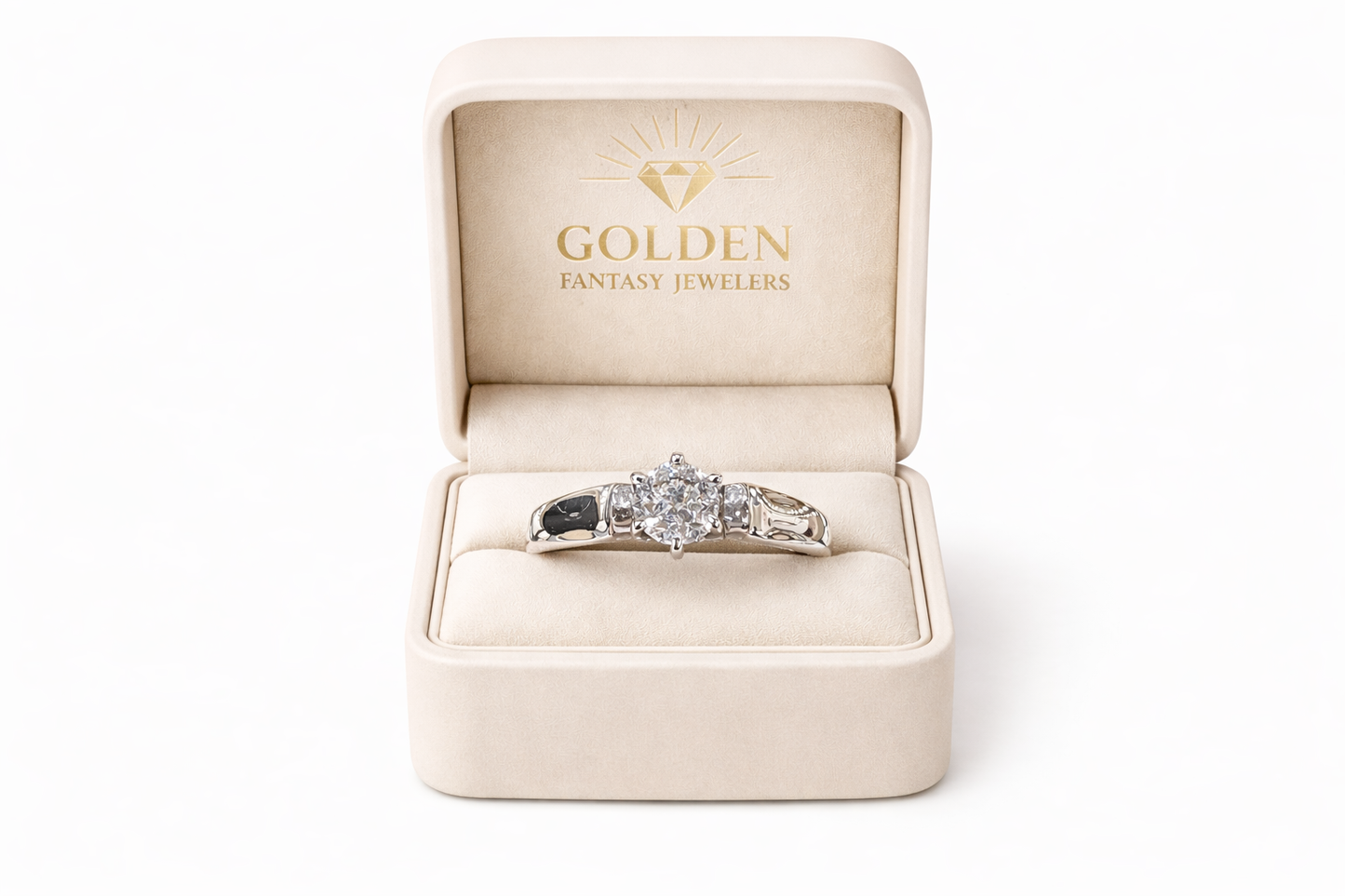 14K White Gold Women's Ring Round 0.50 ct Natural Diamond