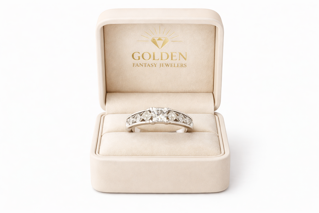 14K White Gold Women's Ring 1.25 ct Cushion Natural Diamond