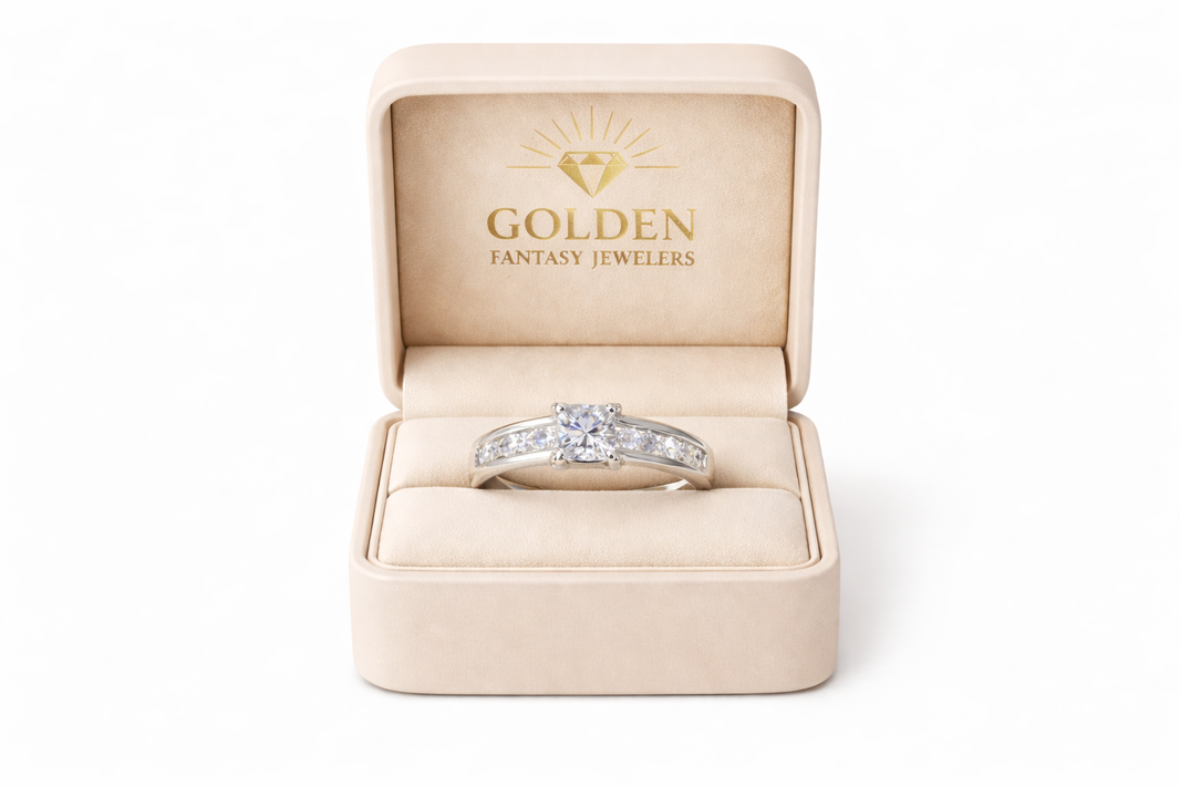14K White Gold Ring 0.65 ct Princess Cut Natural Diamond