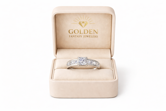 14K White Gold Ring 0.65 ct Princess Cut Natural Diamond