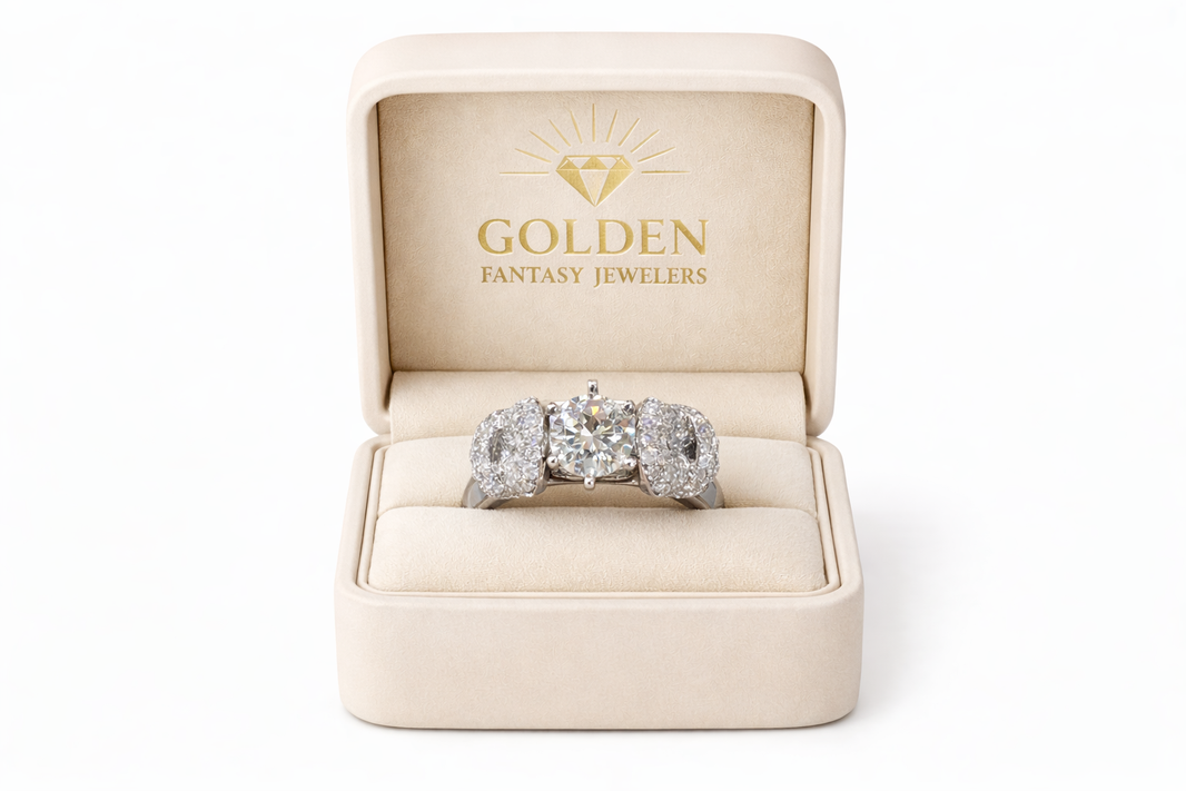 14K White Gold Women's Ring Round 1.59 CT Round Natural Diamond