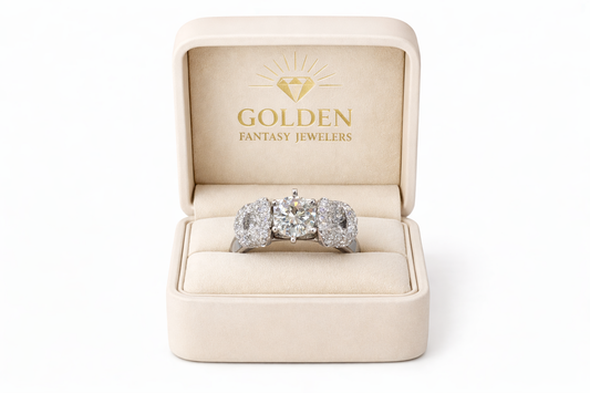 14K White Gold Women's Ring Round 1.59 CT Round Natural Diamond