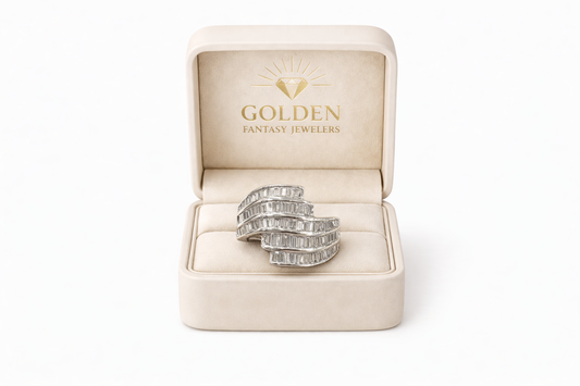 14K White Gold Ring 1.50 ct Baguette Cuts Natural Diamond