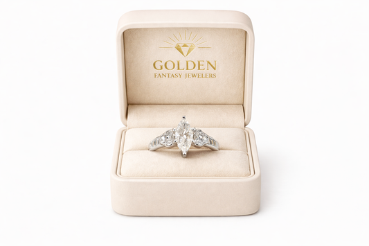 14K White Gold Women's Ring Marquise 1.00 ct Natural Diamond