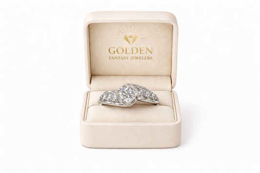 14K White Gold Women's Ring Princess, Round 1.00 ct Natural Diamond