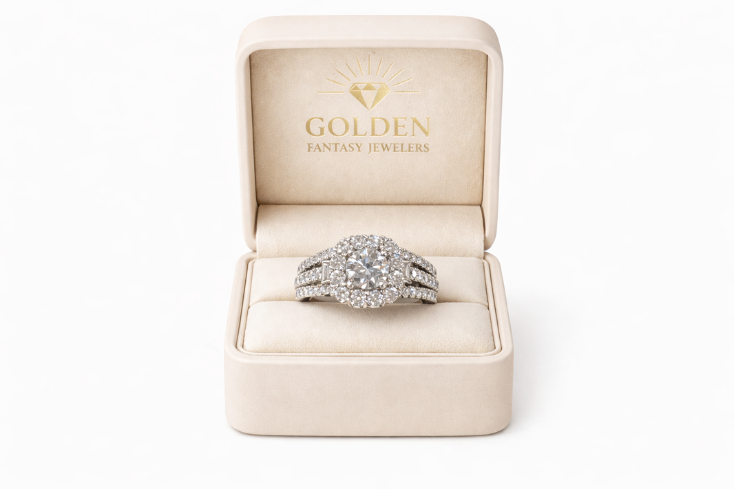 10K White Gold Women's Ring Round 1.00 ct Natural Diamond