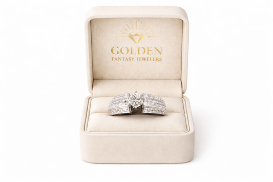 10K White Gold Ring 0.85 ct Round Natural Diamond