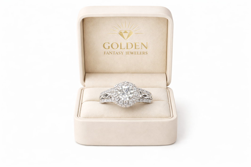 14K White Gold Ring Round 1.14 ct Natural Diamond