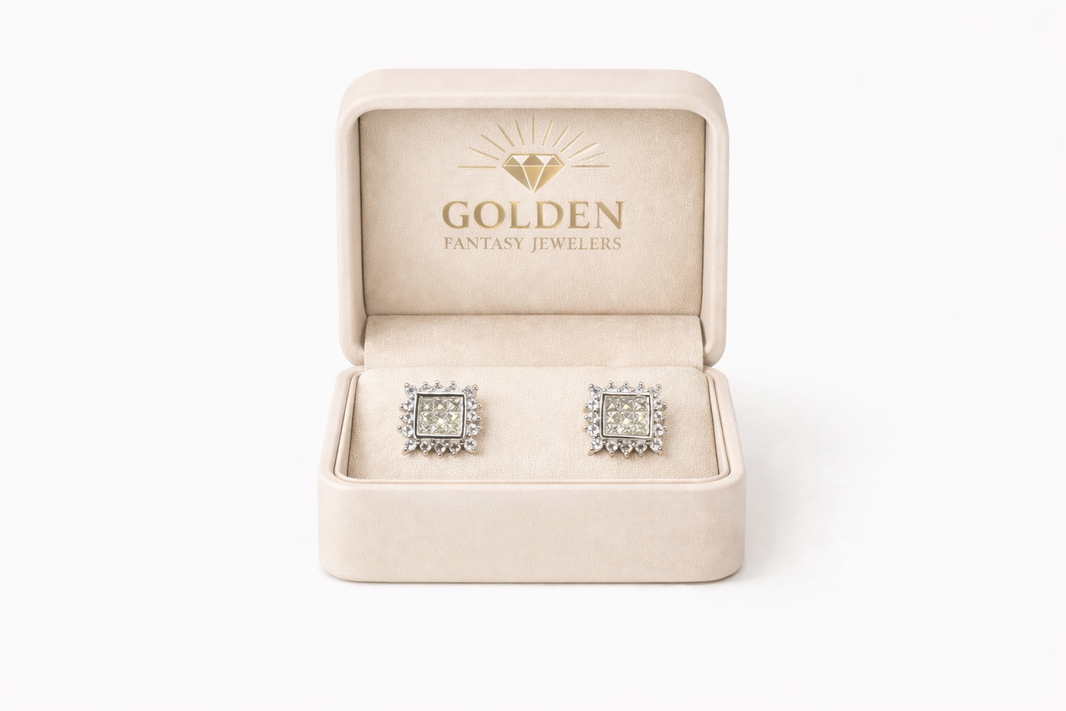 14K White Gold Earrings Cushion 1.60 ct Natural Diamond