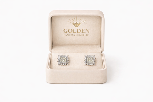 14K White Gold Earrings Cushion 1.60 ct Natural Diamond