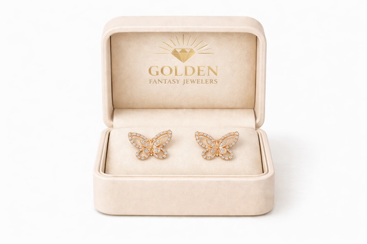 14K Rose Gold Butterfly Earrings 0.99 ct Natural Diamond