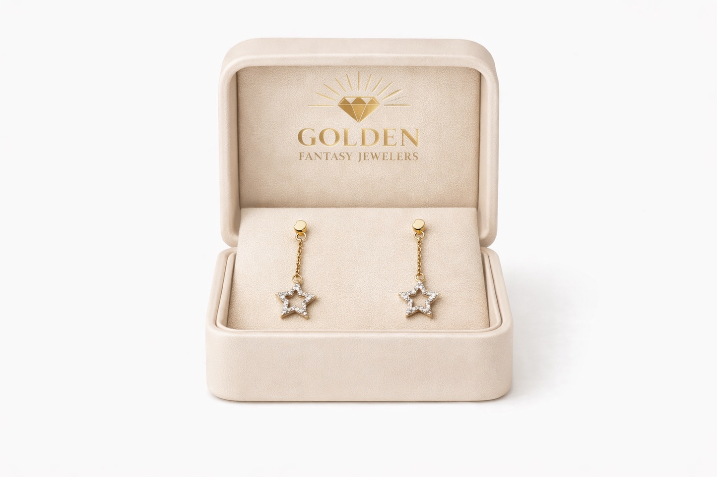 14K White Gold Dangle Drop Earrings 0.12 ct Natural Diamond