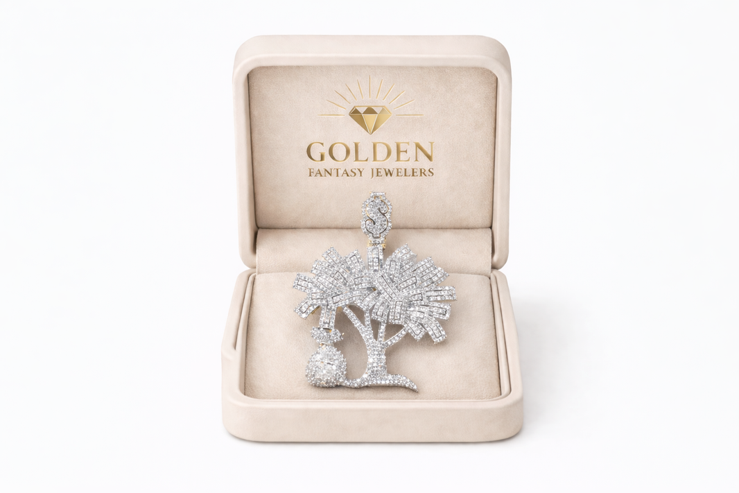 10K Two-Tone Gold “Money Tree” is Charm 2.75 ct Natural Diamond